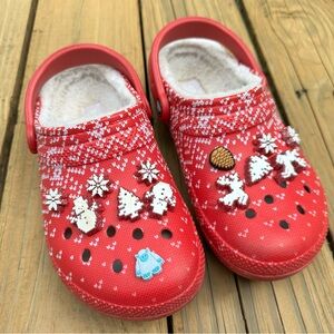 CROCS Red Winter-Themed Clogs